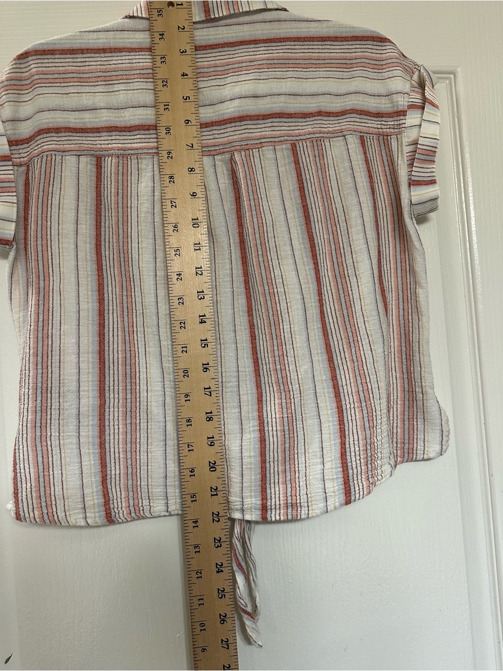 Sanctuary Only You Striped Tie Front Blouse XS Cap Sleeve Button Up Boho Top - Picture 8 of 8